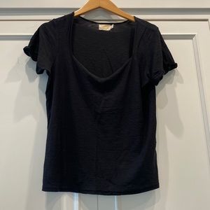 NATION black loose vneck